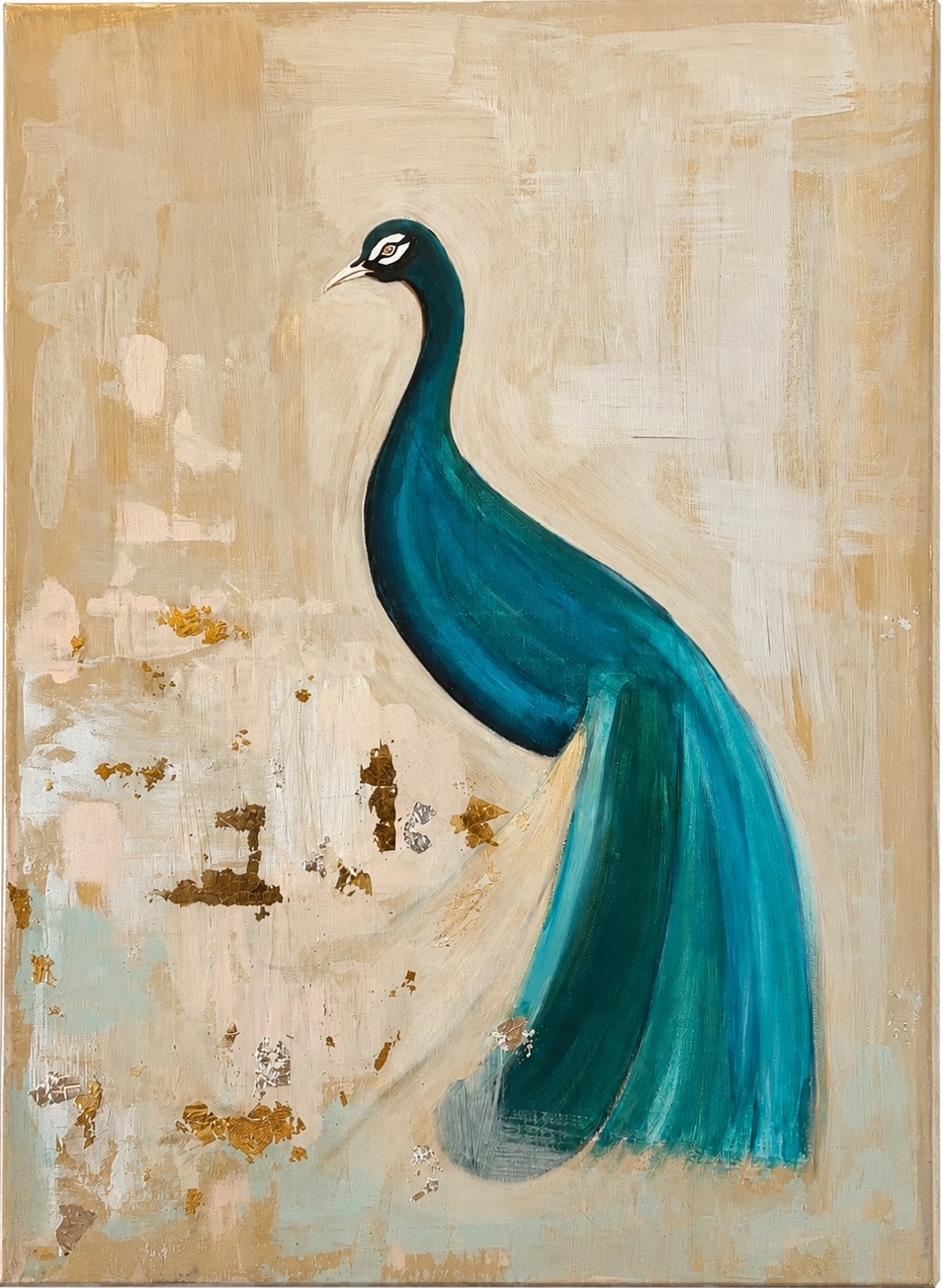 Peacock contemporary acrylic painting by Fraulein & Feathers
