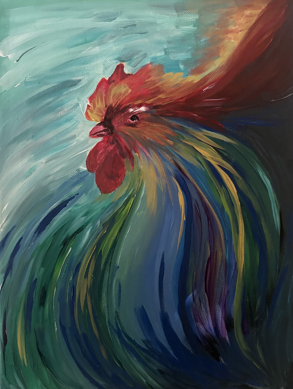 Flames & Feathers contemporary acrylic painting by Fraulein & Feathers
